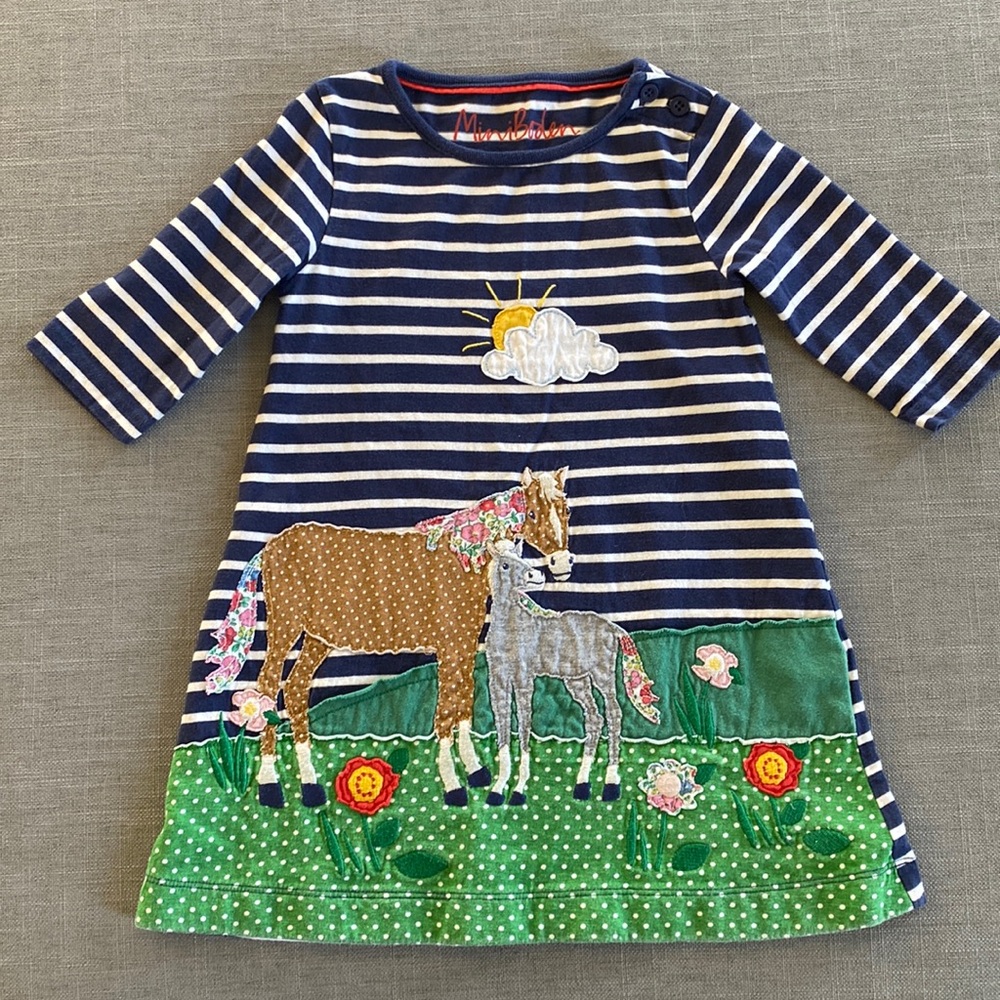 Mini Boden Long Sleeve Appliqué Dress
